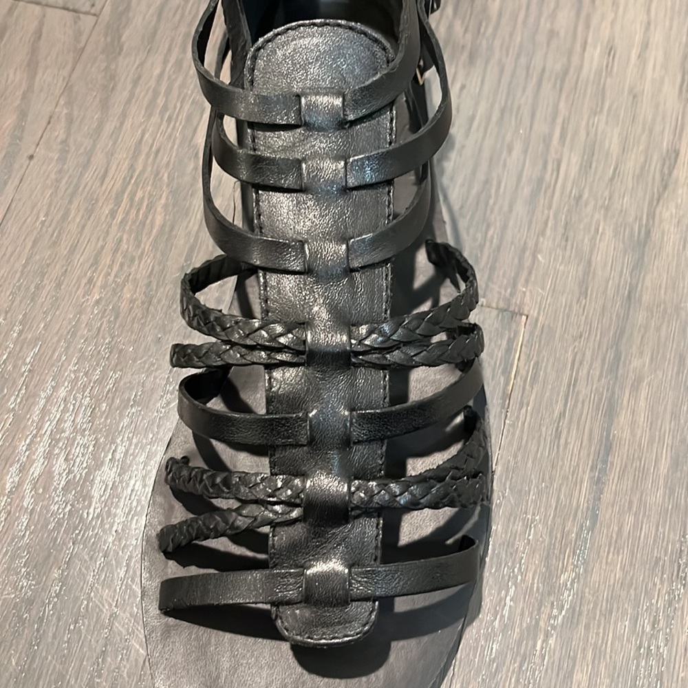 Steven by Steve Madden Staxxs Black Leather Gladiator Sandals 6.5 - Picture 6 of 10